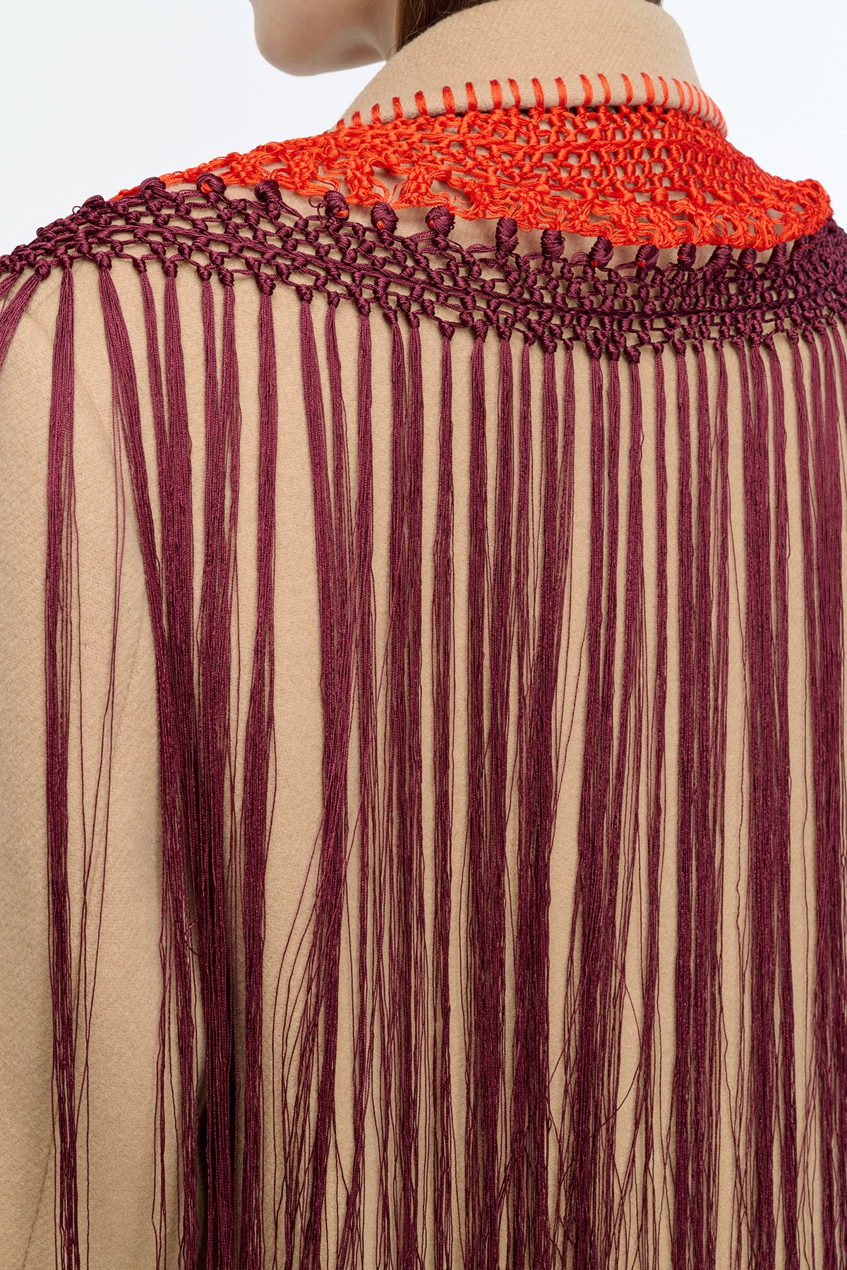 Mcaffrey Coat in Camel Double Face Recycled Cashmere with Macrame