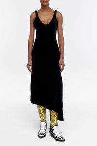 Lyth Raw Cut Dress in Black Recyled Fur