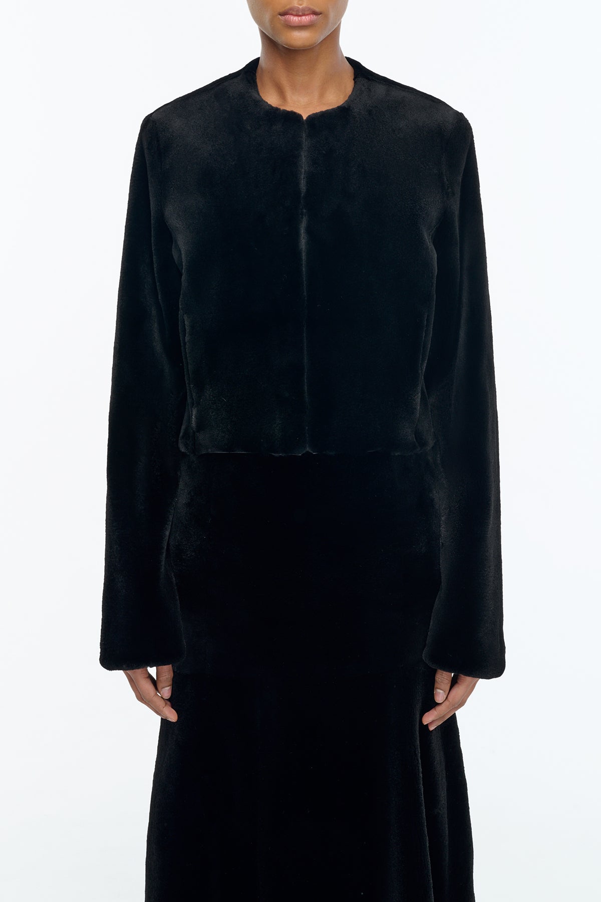 Hermera Raw Cut Jacket in Black Recycled Fur