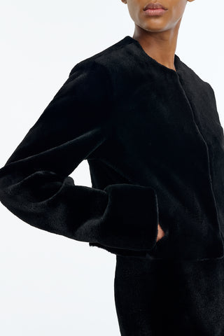 Hermera Raw Cut Jacket in Black Recycled Mink Fur