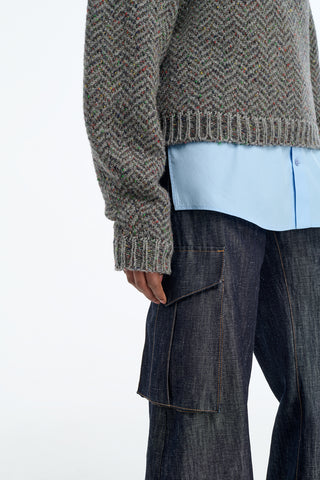Eos Barrel-leg Cargo Pant in Recycled Cotton Linen Denim