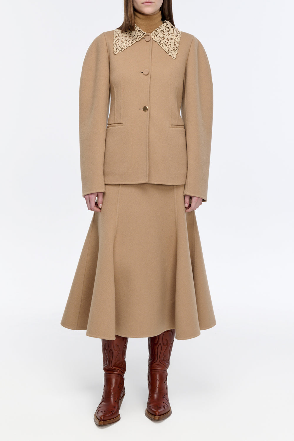 Patterson Skirt in Camel Double-face Recycled Cashmere