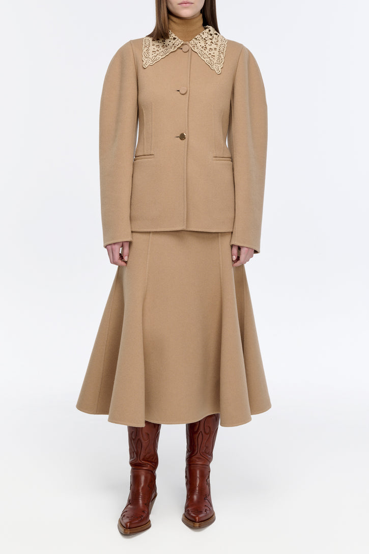 Patterson Skirt in Camel Double-face Recycled Cashmere