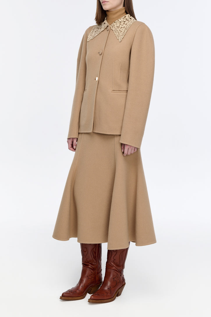 Patterson Skirt in Camel Double-face Recycled Cashmere