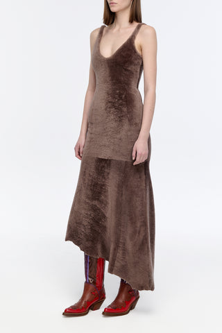 Lyth Raw Cut Dress in Mocha Shearling
