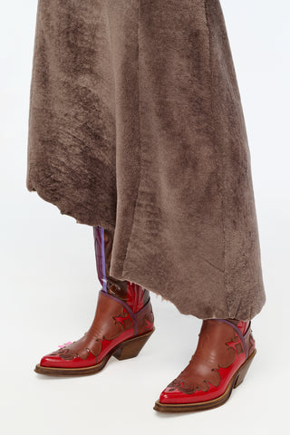Lyth Raw Cut Dress in Mocha Shearling
