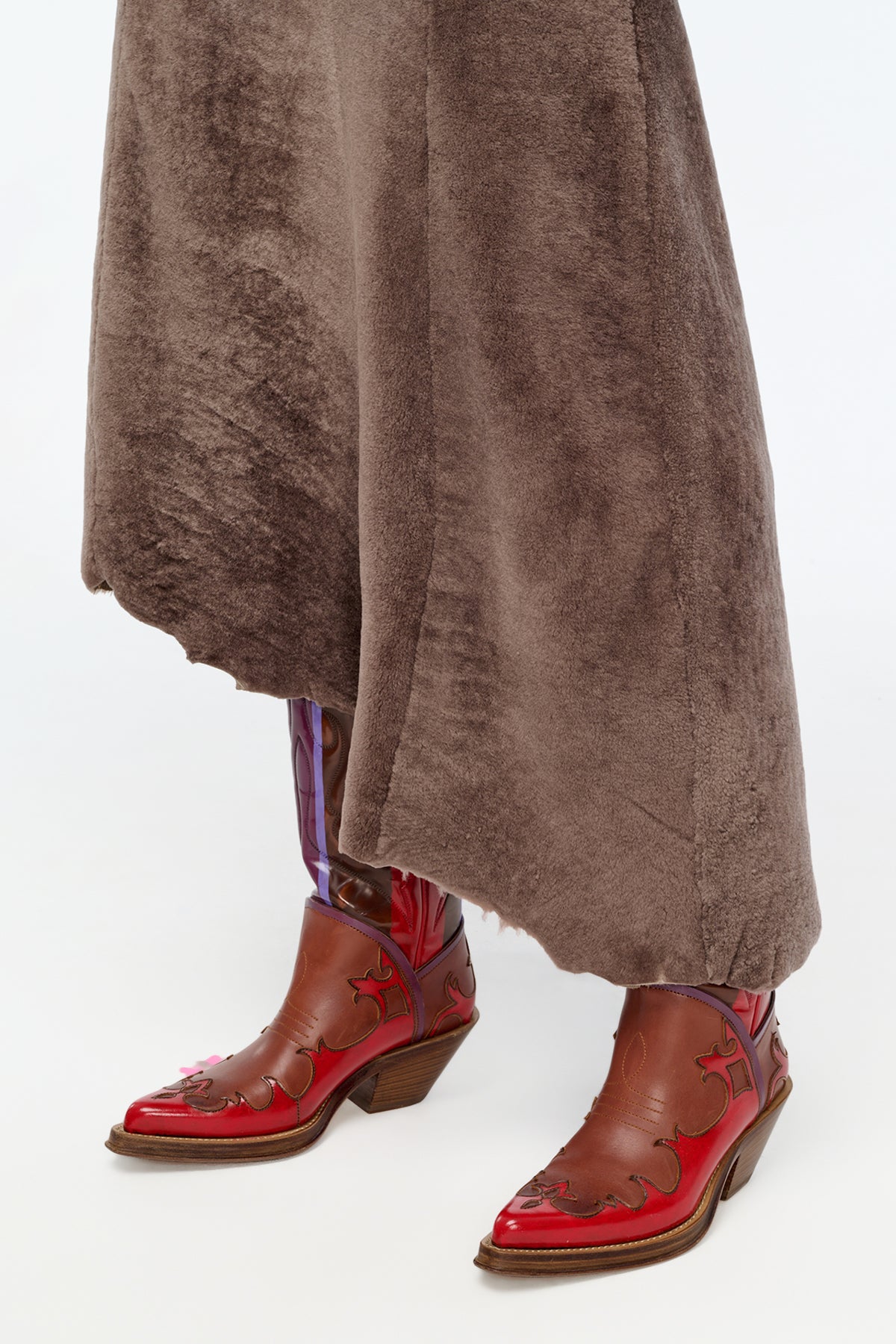 Lyth Raw Cut Dress in Mocha Shearling