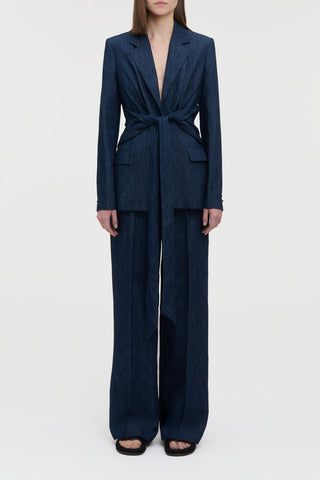 Grant Knotted Blazer in Recycled Cotton Denim