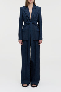 Grant Knotted Blazer in Recycled Cotton Denim