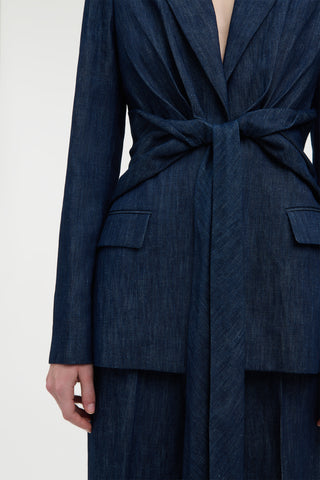 Grant Knotted Blazer in Recycled Cotton Denim