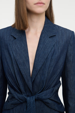 Grant Knotted Blazer in Recycled Cotton Denim