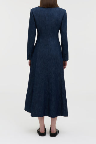 Yunara Knotted Maxi Dress in Recycled Cotton Denim