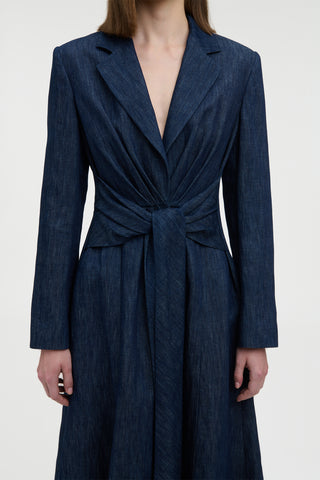 Yunara Knotted Maxi Dress in Recycled Cotton Denim