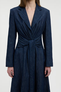 Yunara Knotted Maxi Dress in Recycled Cotton Denim