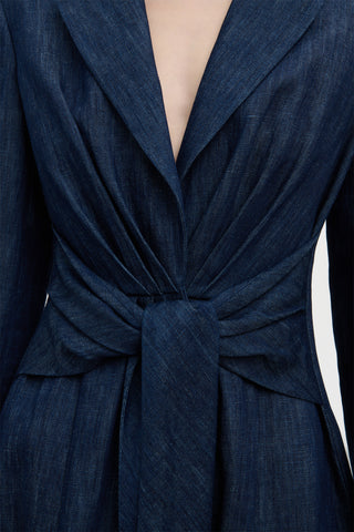 Yunara Knotted Maxi Dress in Recycled Cotton Denim