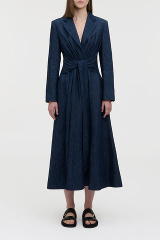 Yunara Knotted Maxi Dress in Recycled Cotton Denim