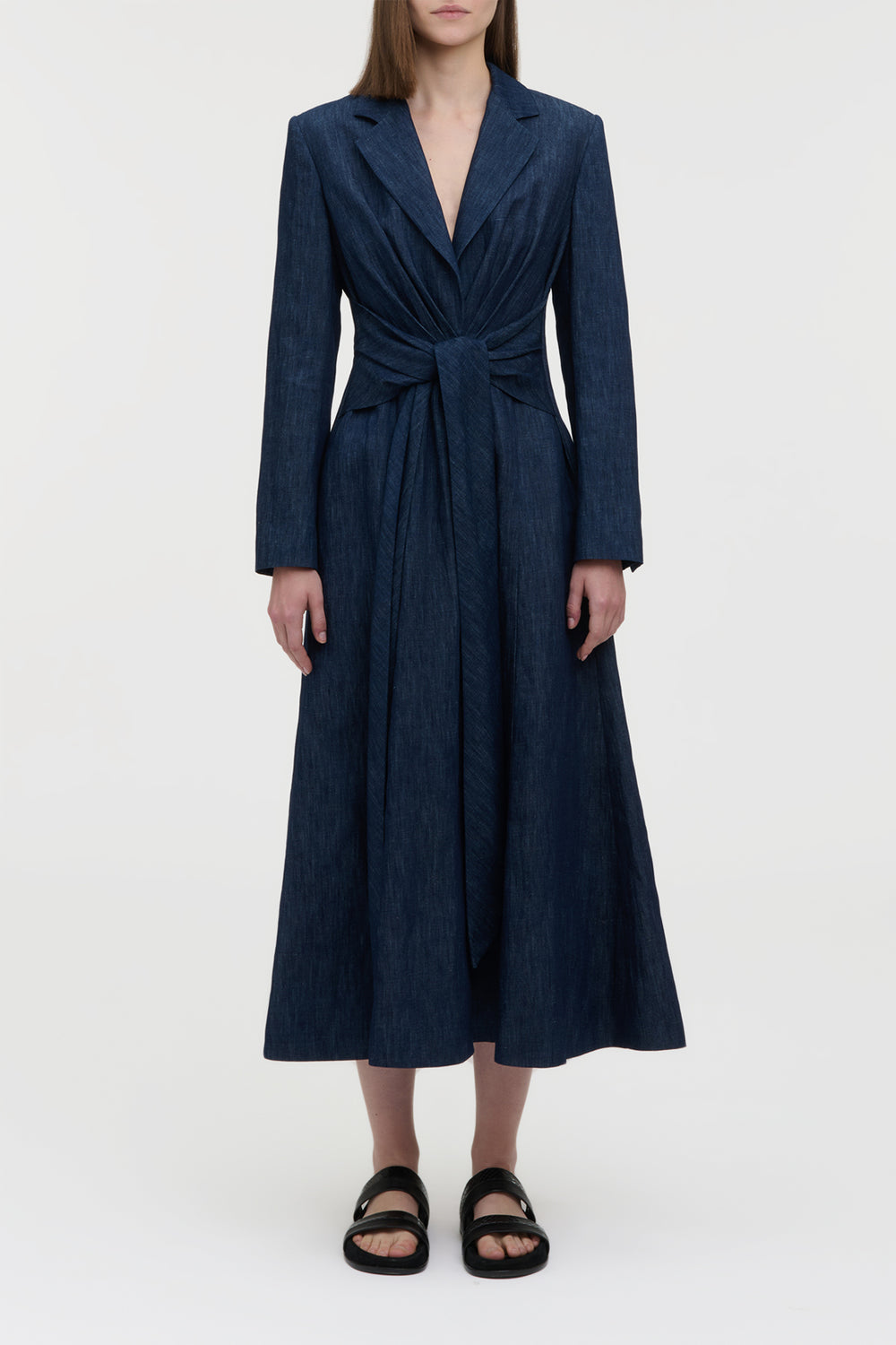 Yunara Knotted Maxi Dress in Recycled Cotton Denim