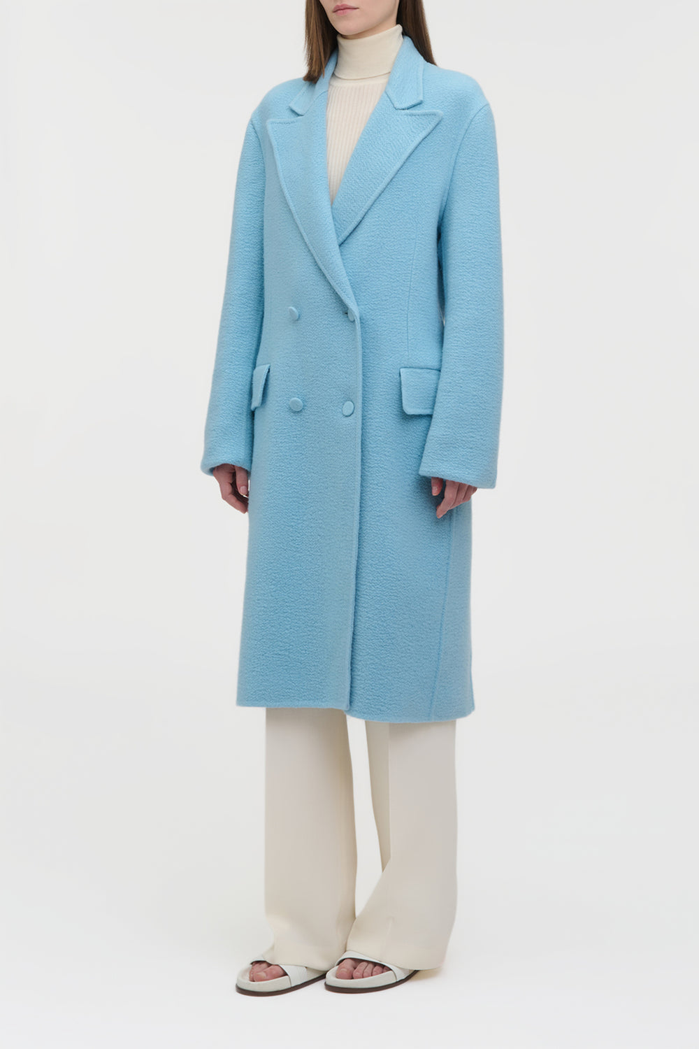 Mcaffrey Coat in Light Blue Cashmere Felt