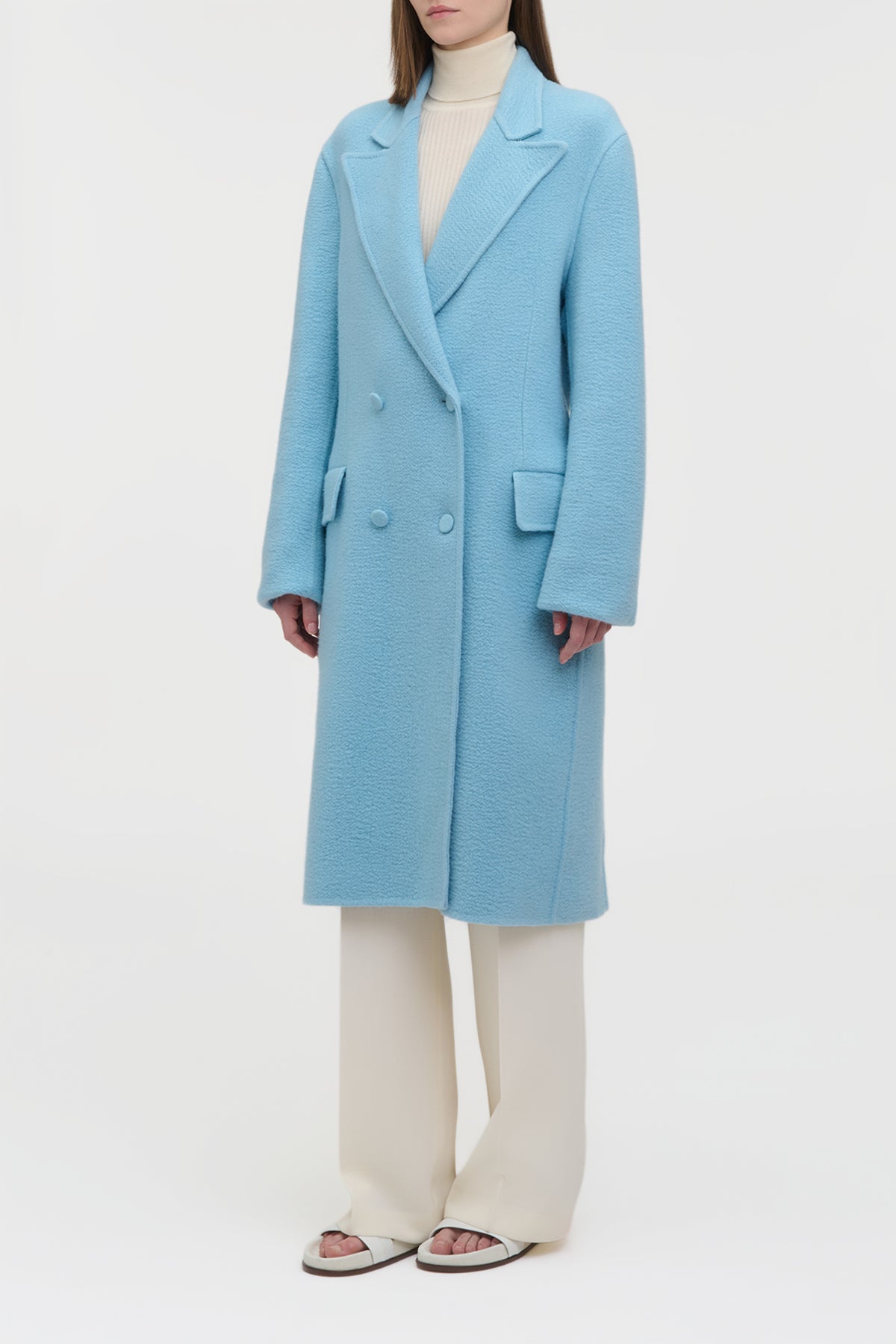 Mcaffrey Coat in Light Blue Cashmere Felt