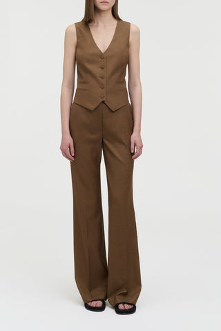 Vesta Flare Pant in Chestnut Wool Silk