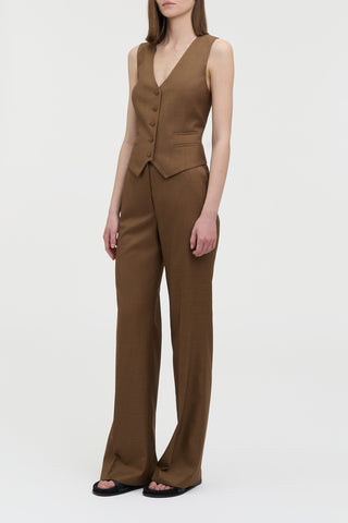 Coleridge Vest in Chestnut Wool Silk