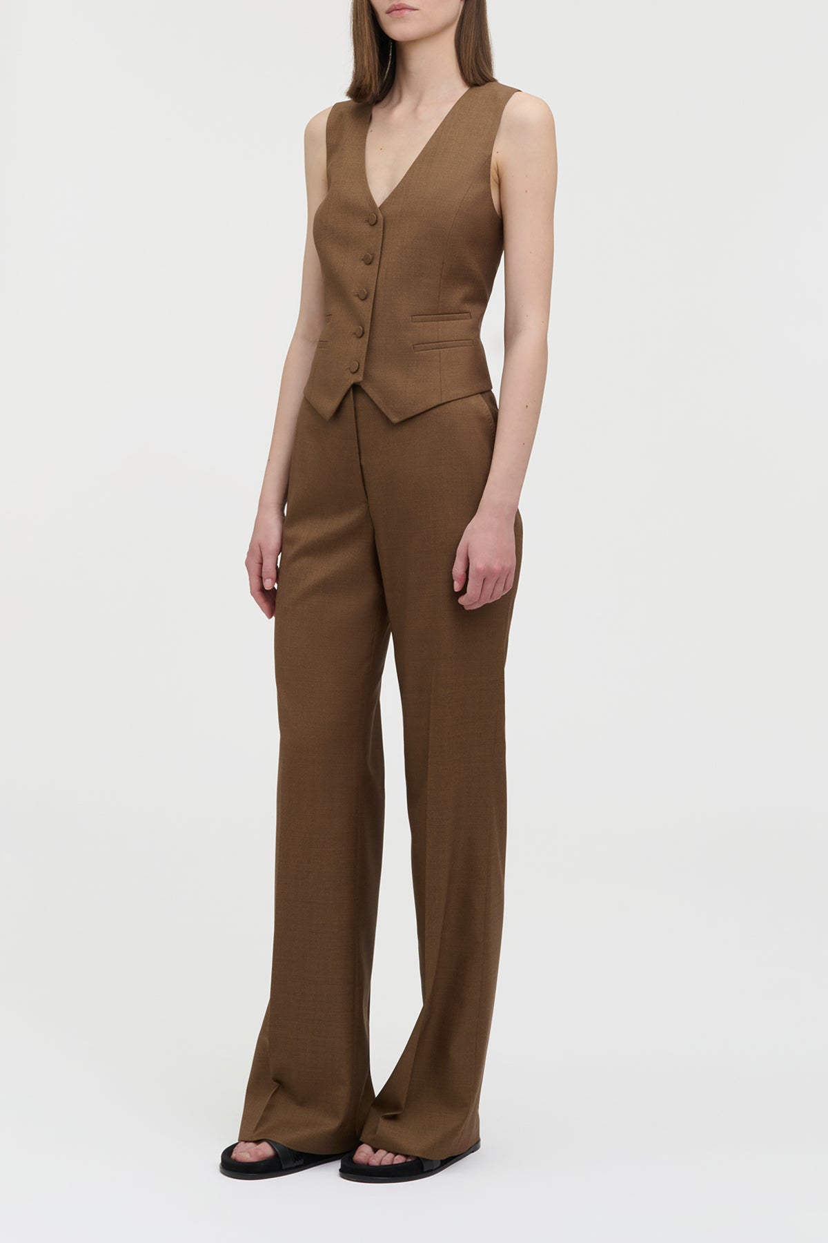 Coleridge Vest in Chestnut Wool Silk