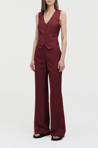 Vesta Flare Pant in Bordeaux Wool Silk