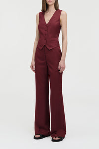 Vesta Flare Pant in Bordeaux Wool Silk