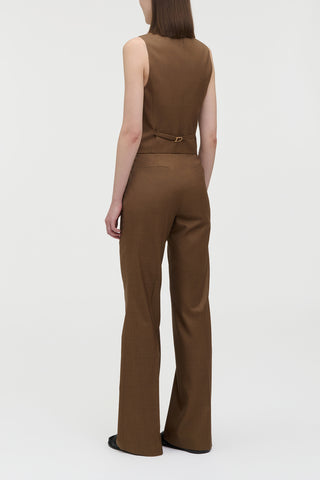 Vesta Flare Pant in Chestnut Wool Silk