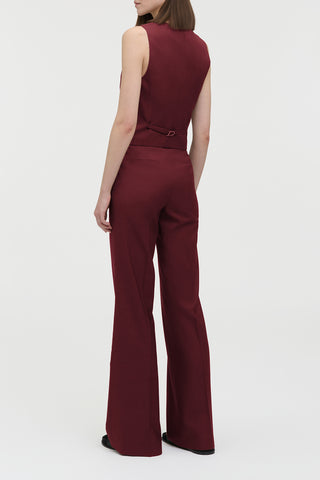Vesta Flare Pant in Bordeaux Wool Silk