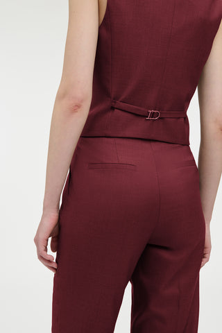 Vesta Flare Pant in Bordeaux Wool Silk