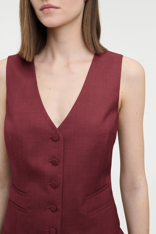Coleridge Vest in Bordeaux Wool Silk