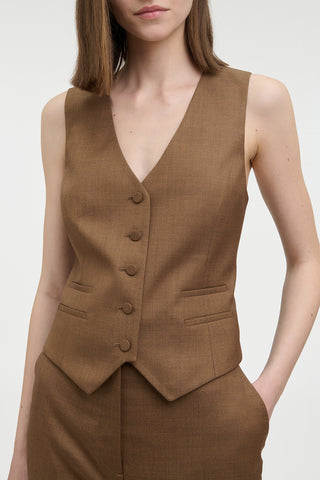 Coleridge Vest in Chestnut Wool Silk