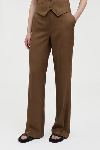 Vesta Flare Pant in Chestnut Wool Silk