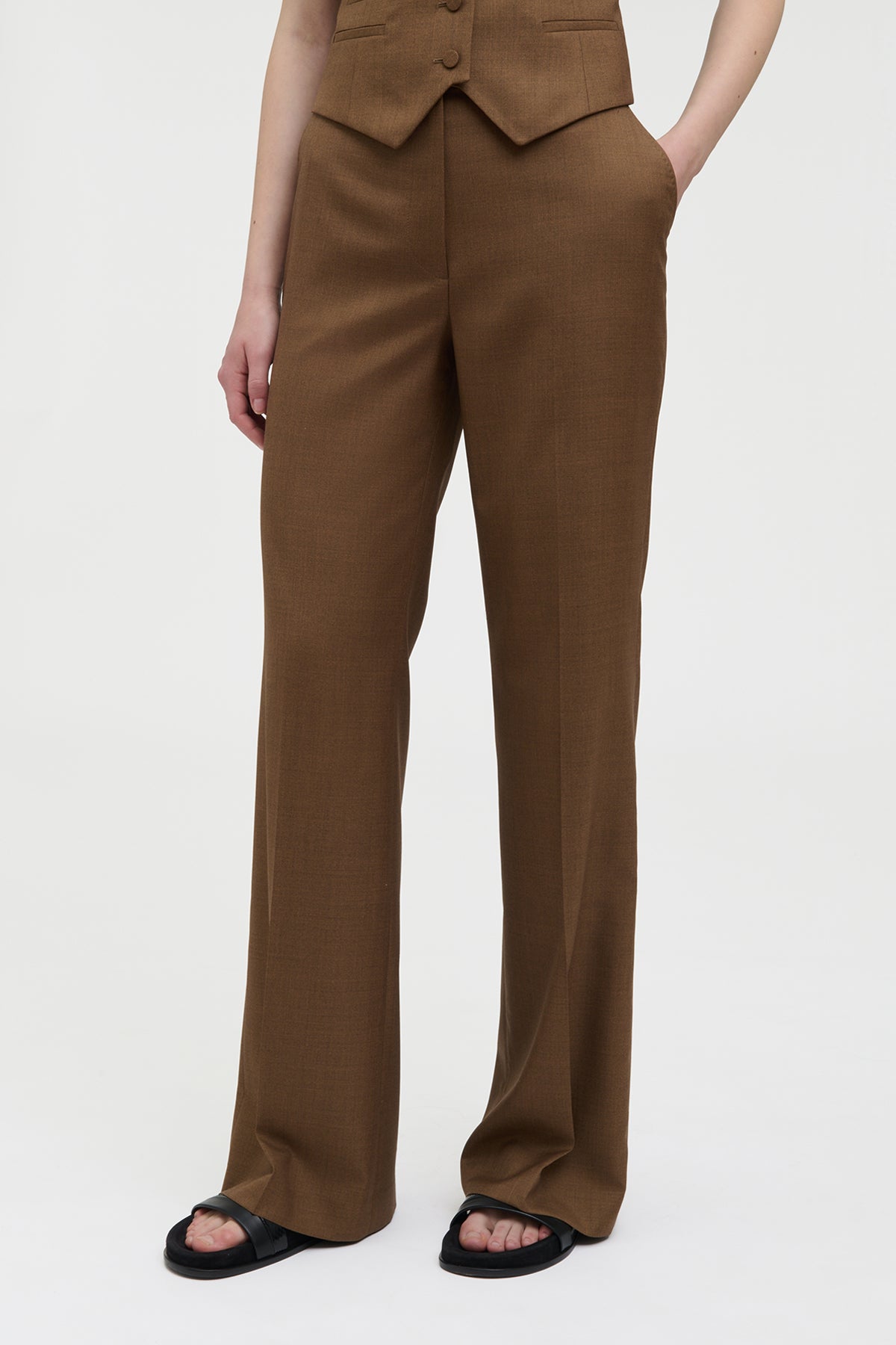 Vesta Flare Pant in Chestnut Wool Silk