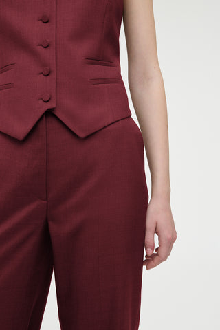Vesta Flare Pant in Bordeaux Wool Silk