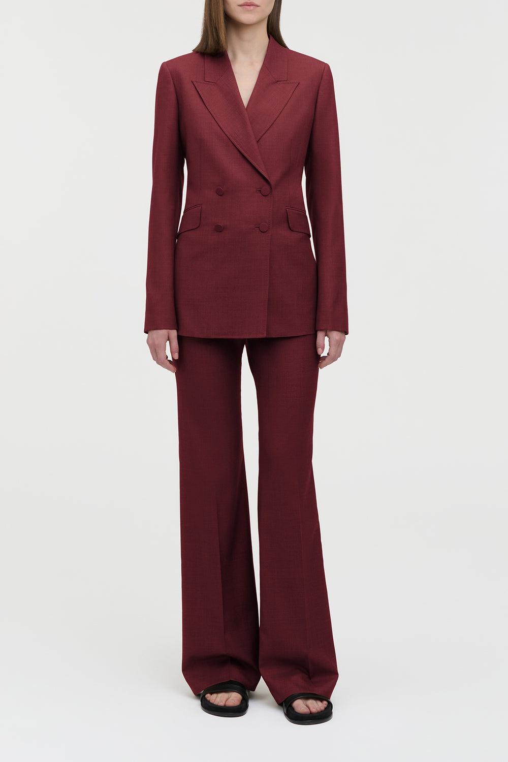 Angela Blazer in Bordeaux Wool Silk