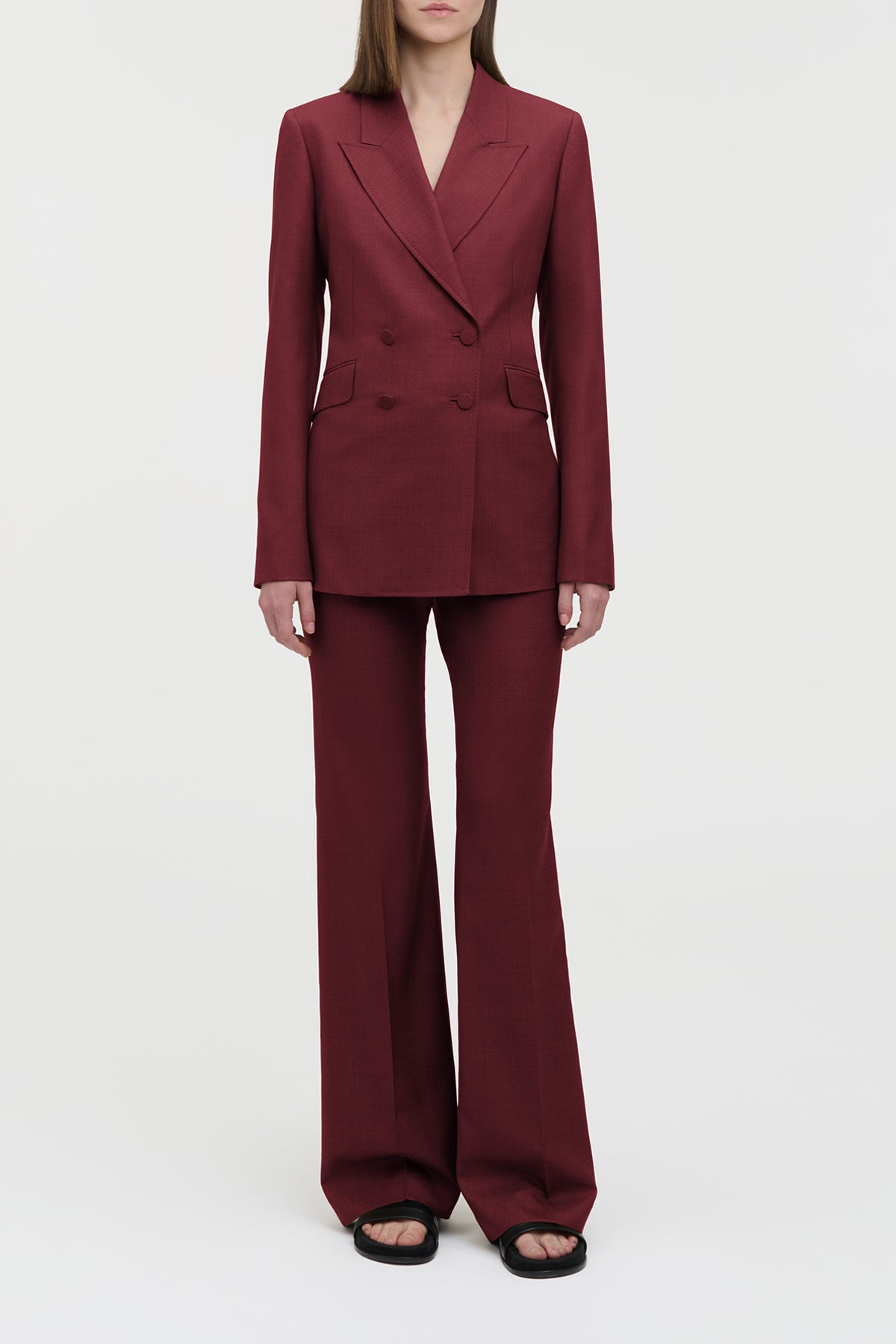Angela Blazer in Bordeaux Wool Silk