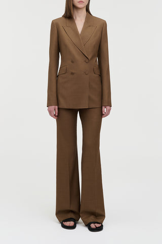Angela Blazer in Chestnut Wool Silk