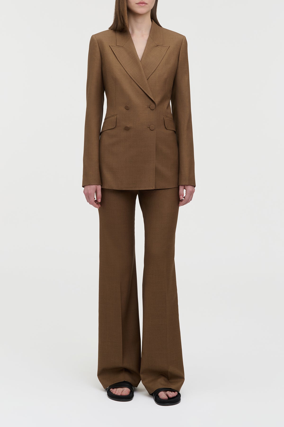 Angela Blazer in Chestnut Wool Silk
