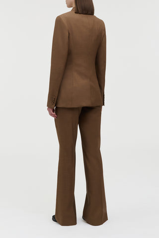 Angela Blazer in Chestnut Wool Silk