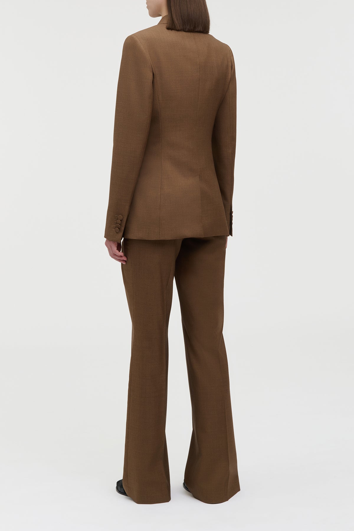 Angela Blazer in Chestnut Wool Silk