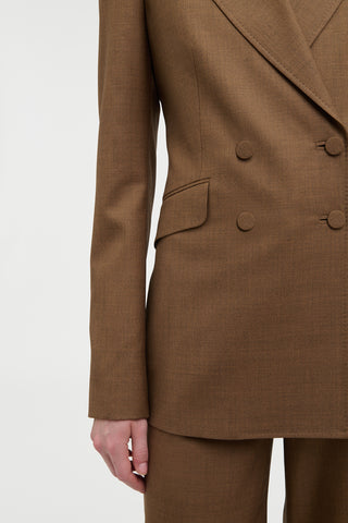 Angela Blazer in Chestnut Wool Silk