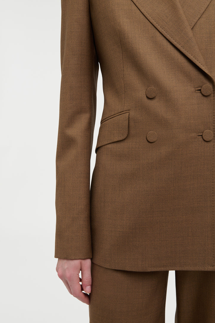 Angela Blazer in Chestnut Wool Silk