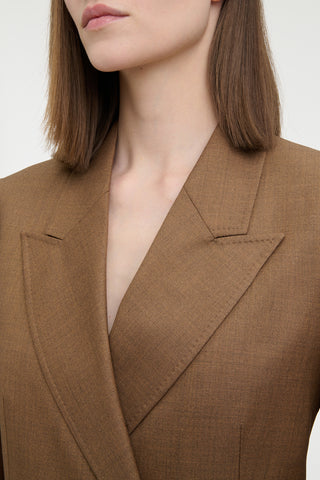 Angela Blazer in Chestnut Wool Silk