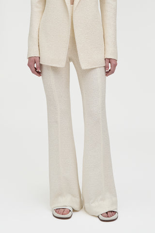 Rhein Flare Pant in Ivory Silk Boucle