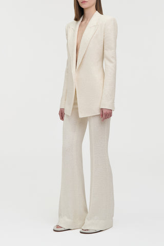 Rhein Flare Pant in Ivory Silk Boucle