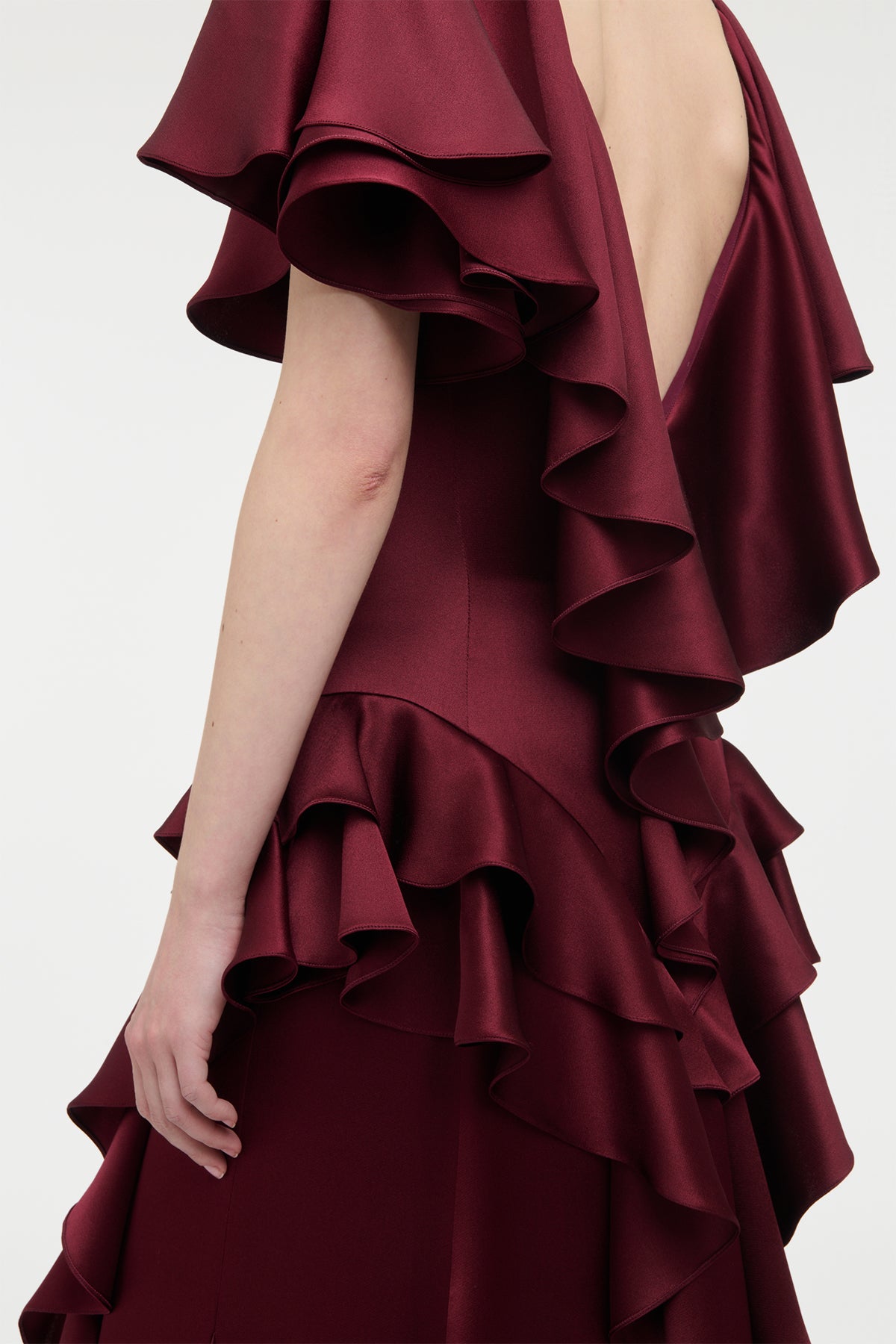 Spiral Dress in Bordeaux Silk Satin