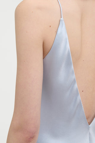 Maria Top in Light Blue Silk Satin