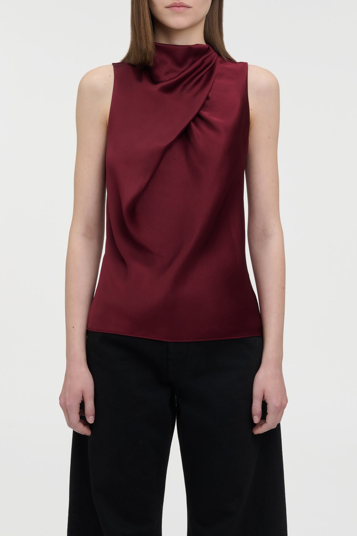 Melina Top in Bordeaux Silk Satin